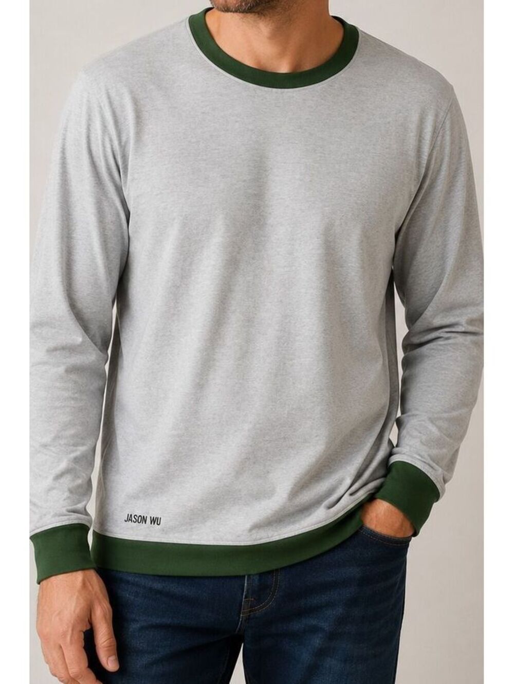 Jason Wu for EVA Air Men's Gray Green Long Sleeve Lounge Shirt Crewneck. Travel